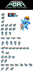 Size: 290x625 | Tagged: safe, artist:khaomortadios, character:rainbow dash, crossover, megaman, megapony, pixel art, sprite, video game