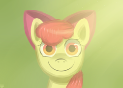 Size: 2800x2000 | Tagged: safe, artist:arastane-siryphia, character:apple bloom, species:earth pony, species:pony, c:, female, looking at you, smiling, solo, uncanny valley
