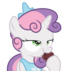 Size: 4000x4000 | Tagged: safe, artist:starbolt-81, character:sweetie belle, absurd resolution, cookie, don't mine at night, female, nom, simple background, solo, transparent background, vector