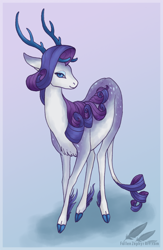 Size: 800x1227 | Tagged: safe, artist:fallenzephyr, character:rarity, species:deer, species:dracony, female, solo, species swap