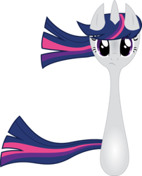 Size: 400x495 | Tagged: safe, artist:crunchnugget, character:twilight sparkle, female, frown, looking at you, pun, simple background, solo, spork, transparent background, twilight sporkle, vector, wat, windswept mane