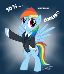 Size: 882x1023 | Tagged: safe, artist:gonzahermeg, character:rainbow dash, businessmare, clothing, female, how i met your mother, solo, suit