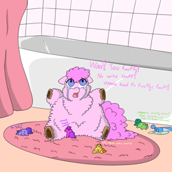 Size: 1000x1000 | Tagged: safe, artist:buwwito, bath, crying, fluffy pony, fluffy pony foals, fluffy pony mother, hugbox, pinkiefluff