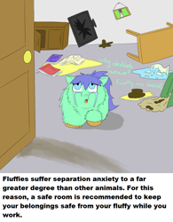 Size: 1000x1282 | Tagged: safe, artist:buwwito, crying, fluffy facts, fluffy pony, mess, poop, safe room, solo