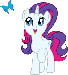 Size: 778x860 | Tagged: safe, artist:chano-kun, edit, character:sparkler (g1), species:pony, species:unicorn, g1, butterfly, female, g1 to g4, generation leap, mare, simple background, solo, transparent, transparent background