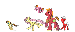 Size: 4200x1800 | Tagged: safe, artist:pampoke, character:big mcintosh, character:fluttershy, oc, oc:lacey rose, oc:pink lady, oc:sugar apple, parent:big macintosh, parent:fluttershy, parents:fluttermac, species:earth pony, species:pegasus, species:pony, ship:fluttermac, baby, baby pony, colt, female, filly, male, offspring, shipping, simple background, stallion, straight, transparent background