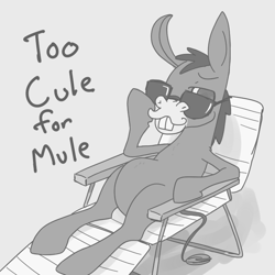 Size: 700x700 | Tagged: safe, artist:spicyhamsandwich, species:mule, episode:one bad apple, g4, my little pony: friendship is magic, cletus, cool, monochrome, solo, sunglasses