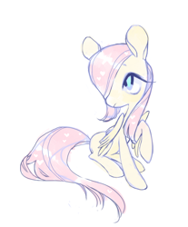 Size: 700x844 | Tagged: safe, artist:shacklefunk, character:fluttershy, species:pegasus, species:pony, female, filly, raised hoof, simple background, solo, white background, white pupils