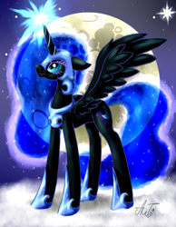 Size: 1400x1800 | Tagged: safe, artist:artyjoyful, character:nightmare moon, character:princess luna, female, moon, solo, speedpaint available