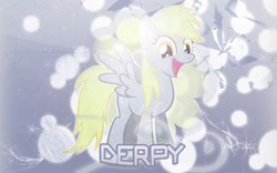 Size: 1920x1200 | Tagged: safe, artist:cr4zyppl, artist:noxwyll, edit, character:derpy hooves, species:pegasus, species:pony, female, happy, mare, solo, vector, wallpaper, wallpaper edit