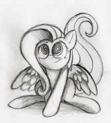 Size: 852x938 | Tagged: safe, artist:otto720, character:fluttershy, female, monochrome, solo