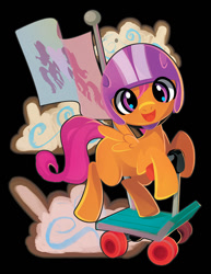 Size: 665x861 | Tagged: safe, artist:cenit-v, character:scootaloo, species:pegasus, species:pony, cute, cutealoo, female, filly, helmet, scooter, solo