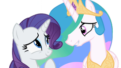 Size: 1024x576 | Tagged: safe, artist:cr4zyppl, character:princess celestia, character:rarity, ship:rarilestia, episode:sweet and elite, g4, my little pony: friendship is magic, female, lesbian, shipping, simple background, transparent background, vector