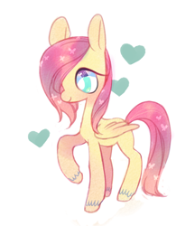 Size: 582x673 | Tagged: safe, artist:shacklefunk, character:fluttershy, species:pegasus, species:pony, cute, female, heart, mare, one hoof raised, raised hoof, shyabetes, simple background, solo, unshorn fetlocks, white background, white pupils