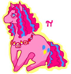 Size: 488x508 | Tagged: safe, artist:seniorpony, character:pinkie pie, alternate hairstyle, candy, candy necklace, female, food, jewelry, necklace, pi, solo