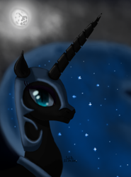 Size: 1118x1514 | Tagged: safe, artist:winterdominus, character:nightmare moon, character:princess luna, female, looking at you, solo
