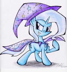Size: 864x924 | Tagged: safe, artist:pelate, character:trixie, species:pony, species:unicorn, female, grin, mare, smiling, solo, traditional art