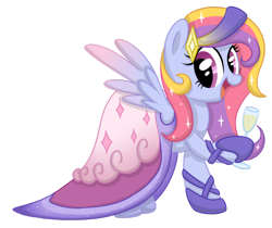 Size: 976x819 | Tagged: safe, artist:autumn-dreamscape, oc, oc only, oc:glittering cloud, species:pegasus, species:pony, clothing, colored wings, dress, gala dress, gradient wings, solo