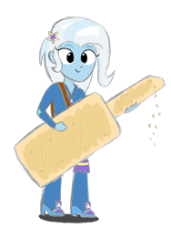Size: 1280x1700 | Tagged: safe, artist:entou, character:trixie, equestria girls:rainbow rocks, g4, my little pony: equestria girls, my little pony:equestria girls, female, guitar, peanut butter crackers, solo, that human sure does love peanut butter crackers