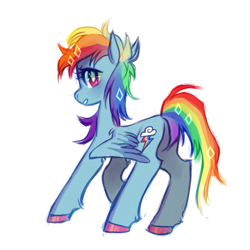 Size: 685x685 | Tagged: safe, artist:shacklefunk, character:rainbow dash, species:pegasus, species:pony, female, hooves, mare, simple background, solo, white background, white pupils