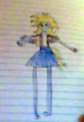 Size: 208x302 | Tagged: safe, artist:gracie_cleopatra, character:derpy hooves, species:anthro, my little pony:equestria girls, blurry, derp, female, lined paper, photo, smiling, solo, stylistic suck, traditional art