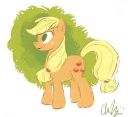 Size: 844x769 | Tagged: safe, artist:romaniz, character:applejack, species:earth pony, species:pony, female, mare, profile, signature, solo