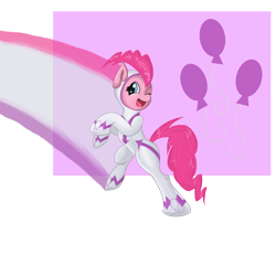 Size: 3000x3000 | Tagged: safe, artist:sonson-sensei, character:fili-second, character:pinkie pie, species:earth pony, species:pony, episode:power ponies, g4, my little pony: friendship is magic, bipedal, cutie mark, female, mare, one eye closed, open mouth, smiling, solo, wink