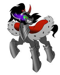 Size: 681x851 | Tagged: safe, artist:unoservix, character:king sombra, armor, curved horn, dark magic, magic, male, simple background, solo, sombra eyes, transparent background