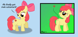 Size: 1000x474 | Tagged: safe, artist:smockhobbes, character:apple bloom, butterfly, crying, cutie mark, fail, female, sad, solo