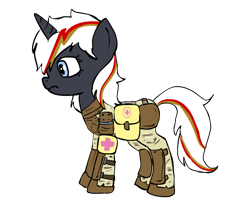 Size: 850x700 | Tagged: safe, artist:glue123, oc, oc only, oc:velvet remedy, species:pony, species:unicorn, fallout equestria, armor, fallout, fanfic, fanfic art, female, fluttershy medical saddlebag, horn, mare, medical saddlebag, saddle bag, simple background, solo, transparent background