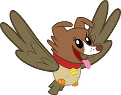 Size: 5114x4000 | Tagged: safe, artist:silvervectors, character:owlowiscious, character:winona, species:chimera, episode:may the best pet win, g4, my little pony: friendship is magic, allpet, collar, dog collar, female, flying, fusion, simple background, solo, transparent background