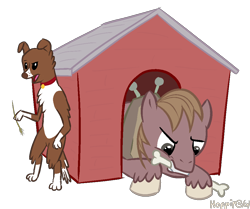Size: 1000x836 | Tagged: safe, artist:hoppip, character:big mcintosh, character:winona, species:earth pony, species:pony, big macindog, bipedal, body swap, bone, male, mindswap, role reversal, stallion