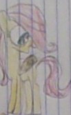 Size: 103x167 | Tagged: safe, artist:gracie_cleopatra, character:fluttershy, species:pegasus, species:pony, cute, female, filly, filly fluttershy, hair over one eye, lined paper, solo, traditional art, younger