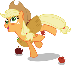 Size: 6600x6050 | Tagged: safe, artist:flizzick, character:applejack, species:pony, episode:applebuck season, g4, my little pony: friendship is magic, absurd resolution, apple, derp, female, food, silly, silly pony, simple background, solo, transparent background, vector, who's a silly pony