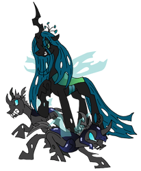Size: 620x754 | Tagged: safe, artist:unoservix, character:queen chrysalis, species:changeling, changeling queen, evil grin, female, grin, smiling