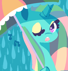 Size: 643x667 | Tagged: safe, artist:paintrolleire, character:dewdrop dazzle, rain, solo, umbrella