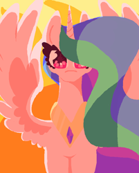 Size: 643x800 | Tagged: safe, artist:paintrolleire, character:princess celestia, species:alicorn, species:pony, female, lineless, looking at you, mare, solo