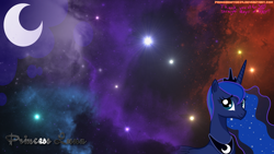 Size: 1920x1080 | Tagged: safe, artist:primogenitor34, character:princess luna, crescent moon, female, solo, space, wallpaper