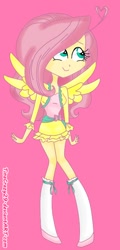 Size: 306x640 | Tagged: safe, artist:tinacrazy29, character:fluttershy, species:human, breasts, clothing, delicious flat chest, female, flattershy, humanized, skinny, skirt, solo, winged humanization