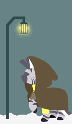 Size: 825x1425 | Tagged: safe, artist:poisonedpirate, character:zecora, species:earth pony, species:pony, species:zebra, clothing, coat, eyes closed, female, hooves, lineless, mare, raised hoof, solo, tarot card