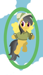 Size: 825x1425 | Tagged: safe, artist:poisonedpirate, character:daring do, species:pegasus, species:pony, clothing, cloud, female, flying, hat, hooves, lineless, mare, missing cutie mark, pith helmet, smiling, solo, spread wings, tarot card, wings