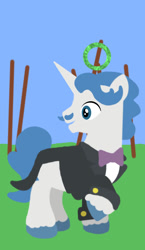 Size: 825x1425 | Tagged: safe, artist:poisonedpirate, character:fancypants, species:pony, species:unicorn, bow tie, clothing, colored hooves, hooves, horn, lineless, male, open mouth, raised hoof, solo, stallion, tarot card