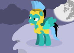 Size: 1024x724 | Tagged: safe, artist:poisonedpirate, oc, oc only, species:pegasus, species:pony, female, full moon, hooves, lineless, mare, mare in the moon, moon, spread wings, wings