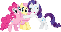 Size: 6687x3577 | Tagged: safe, artist:geonine, character:fluttershy, character:pinkie pie, character:rarity, simple background, transparent background, vector