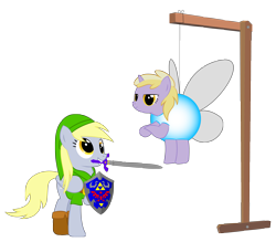 Size: 4991x4374 | Tagged: safe, artist:replaymasteroftime, character:derpy hooves, character:dinky hooves, species:pegasus, species:pony, absurd resolution, female, link, mare, navi, the legend of zelda