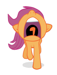 Size: 1137x1479 | Tagged: safe, artist:arcum42, character:scootaloo, episode:sleepless in ponyville, g4, my little pony: friendship is magic, female, nose in the air, open mouth, running, scared, screaming, simple background, solo, tongue out, transparent background, vector, yelling