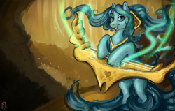 Size: 700x446 | Tagged: safe, artist:reaperfox, league of legends, ponified, solo, sona