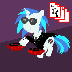 Size: 2000x2000 | Tagged: safe, artist:wolferahm, character:dj pon-3, character:vinyl scratch, species:pony, species:unicorn, crossover, dave strider, female, high res, homestuck, mare, solo