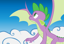 Size: 8000x5501 | Tagged: safe, artist:qtmarx, character:spike, species:dragon, absurd resolution, hilarious in hindsight, male, older, spread wings, teenage spike, winged spike, wings
