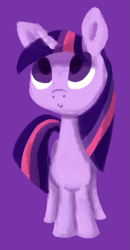 Size: 347x667 | Tagged: safe, artist:paintrolleire, character:twilight sparkle, species:pony, species:unicorn, female, looking up, mare, purple background, simple background, smiling, solo